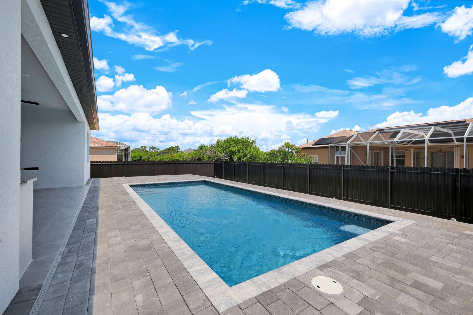 Pool deck and privacy fence