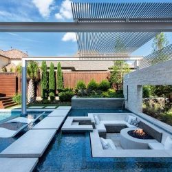outdoor livingroom with pool