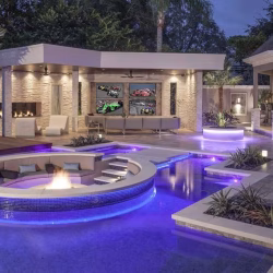 outdoor pool at night