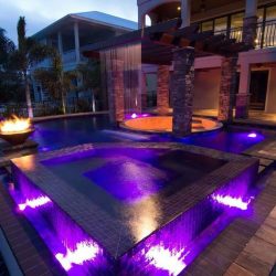 outdoor pool at night