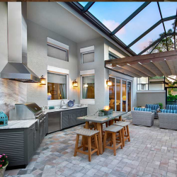 modern outdoor kitchen and patio